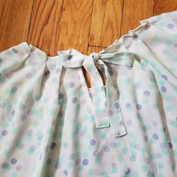 LC Lauren Conrad Polka Dot Blouse Medium Medium - Picture 8 of 8